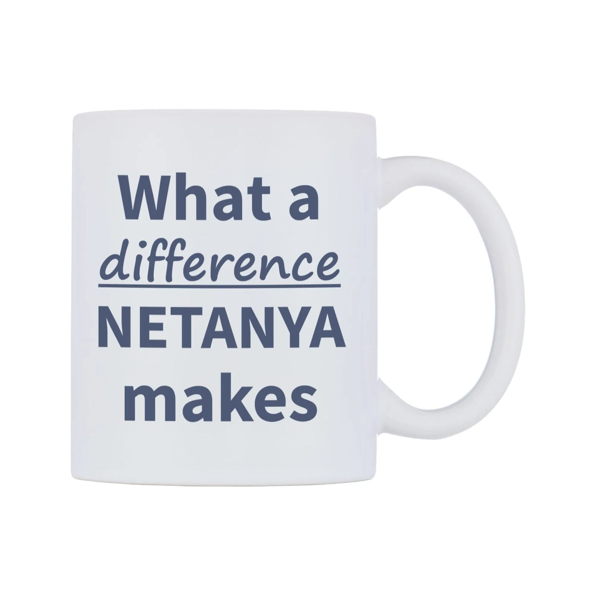 What a difference NETANYA makes Mug — mug, left side, on a white background