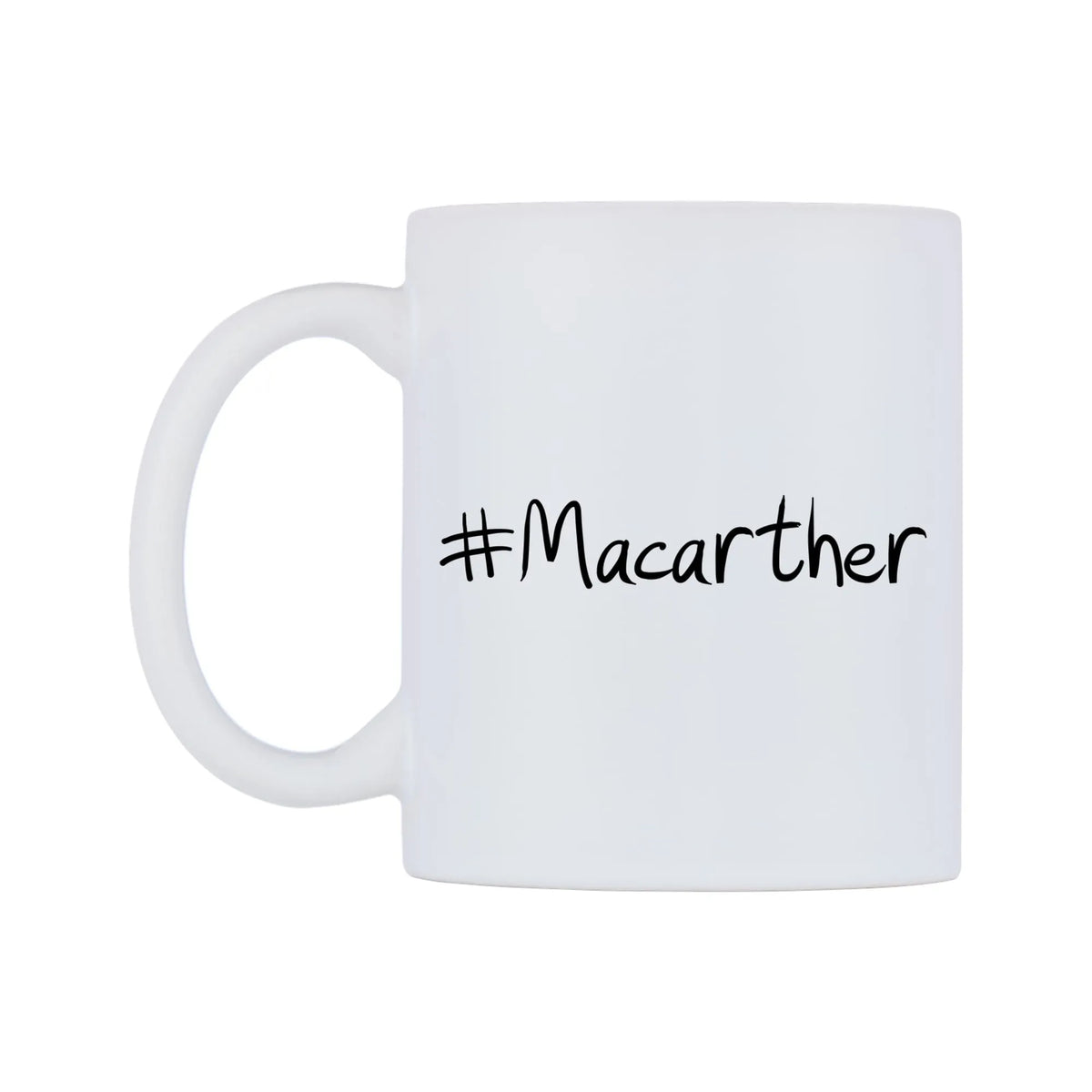 Macarther Mug — mug, right side, on a white background