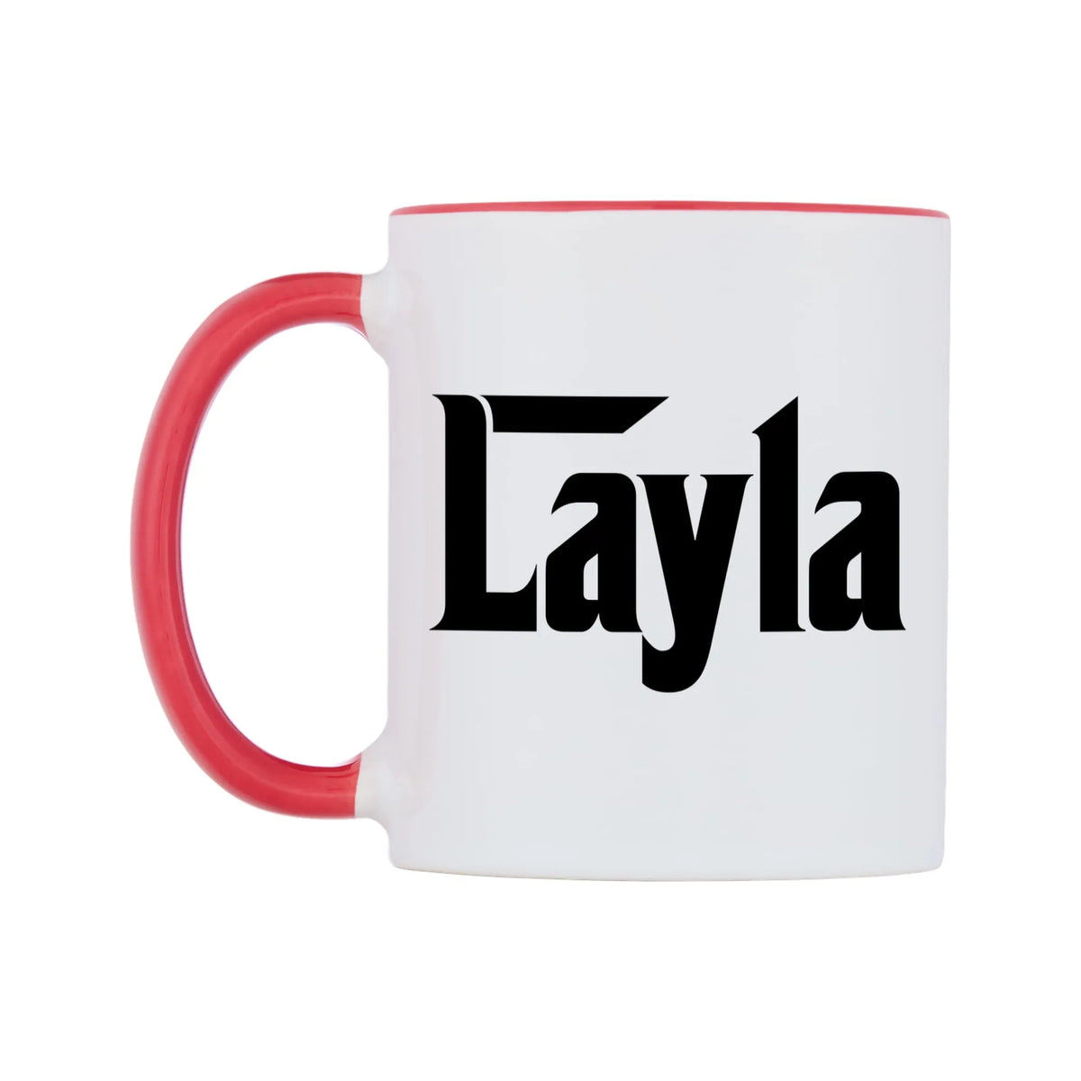 Layla - Godfather Themed Mug — white 11oz gloss mug with a red inside and handle, right side, on a white background