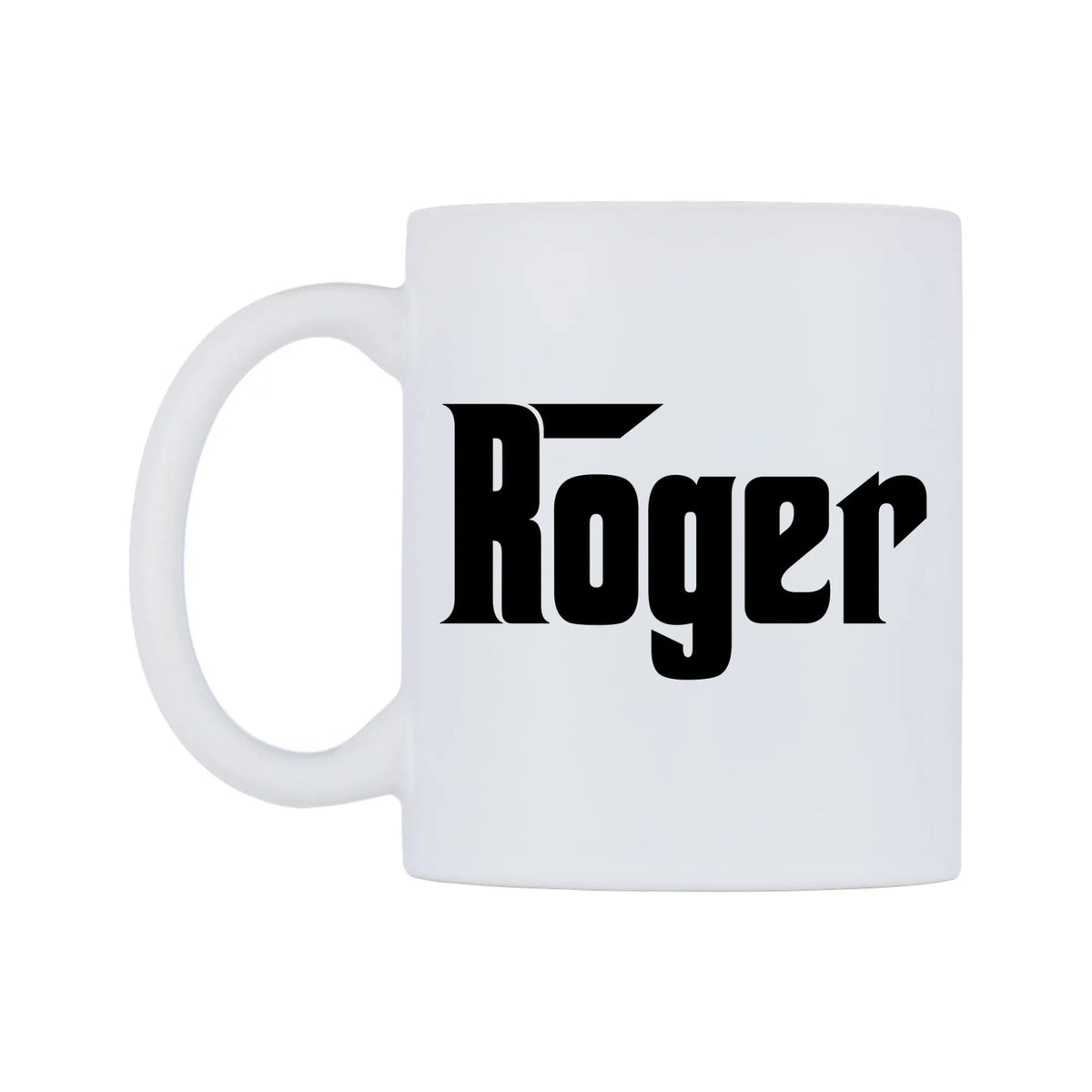 Roger - Godfather Themed Mug — white 11oz gloss mug, right side, on a white background