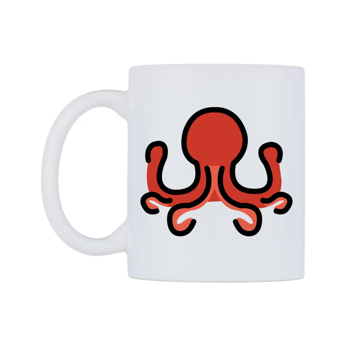 Octopus Emoji Mug — mug, right side, on a white background