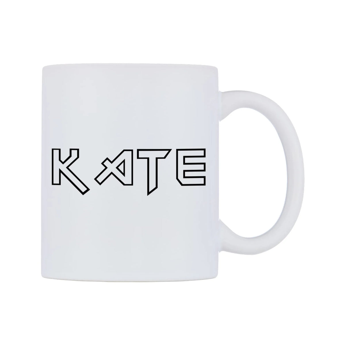Kate - Iron Maiden Themed Mug — white 11oz gloss mug, left side, on a white background