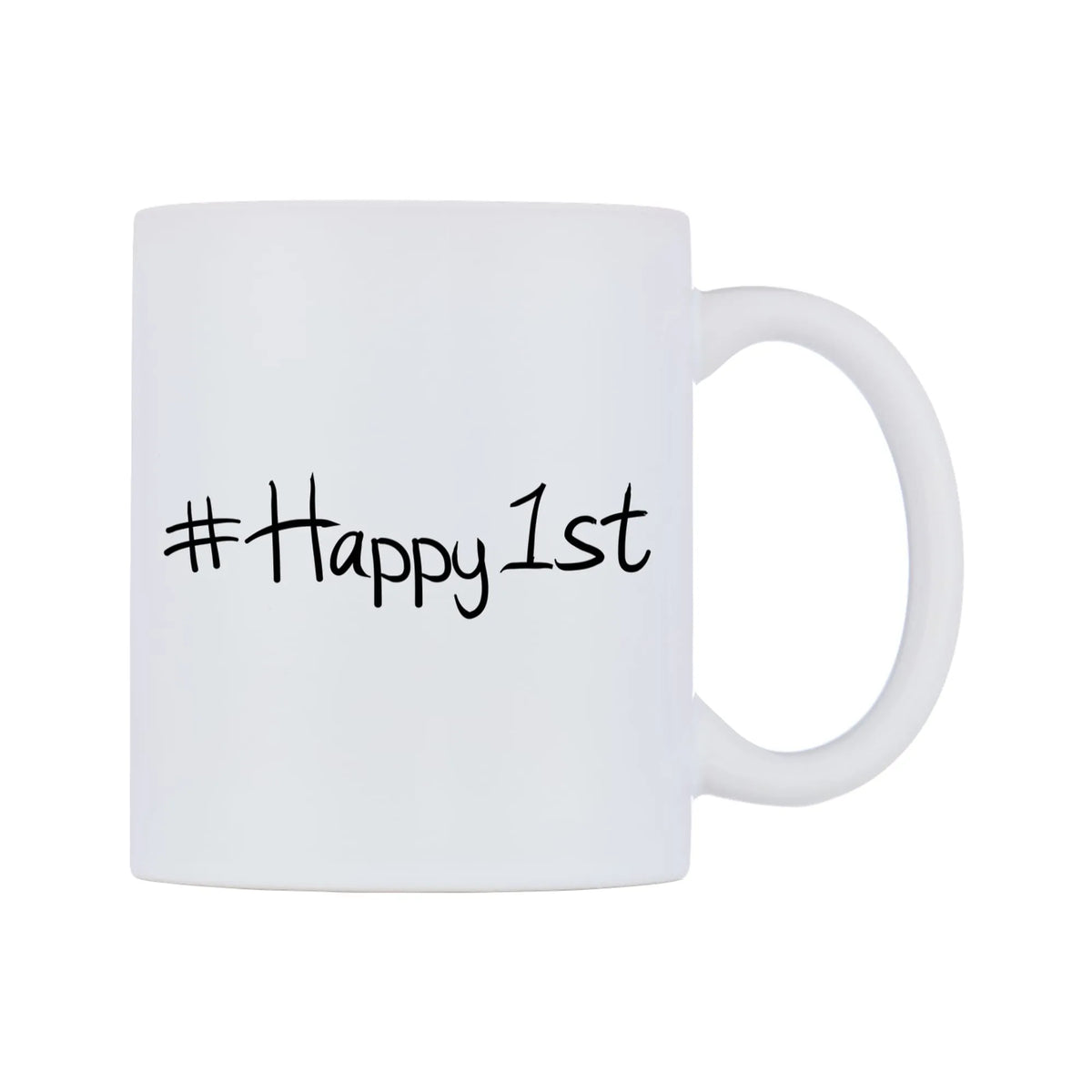 Happy1st Mug — mug, left side, on a white background