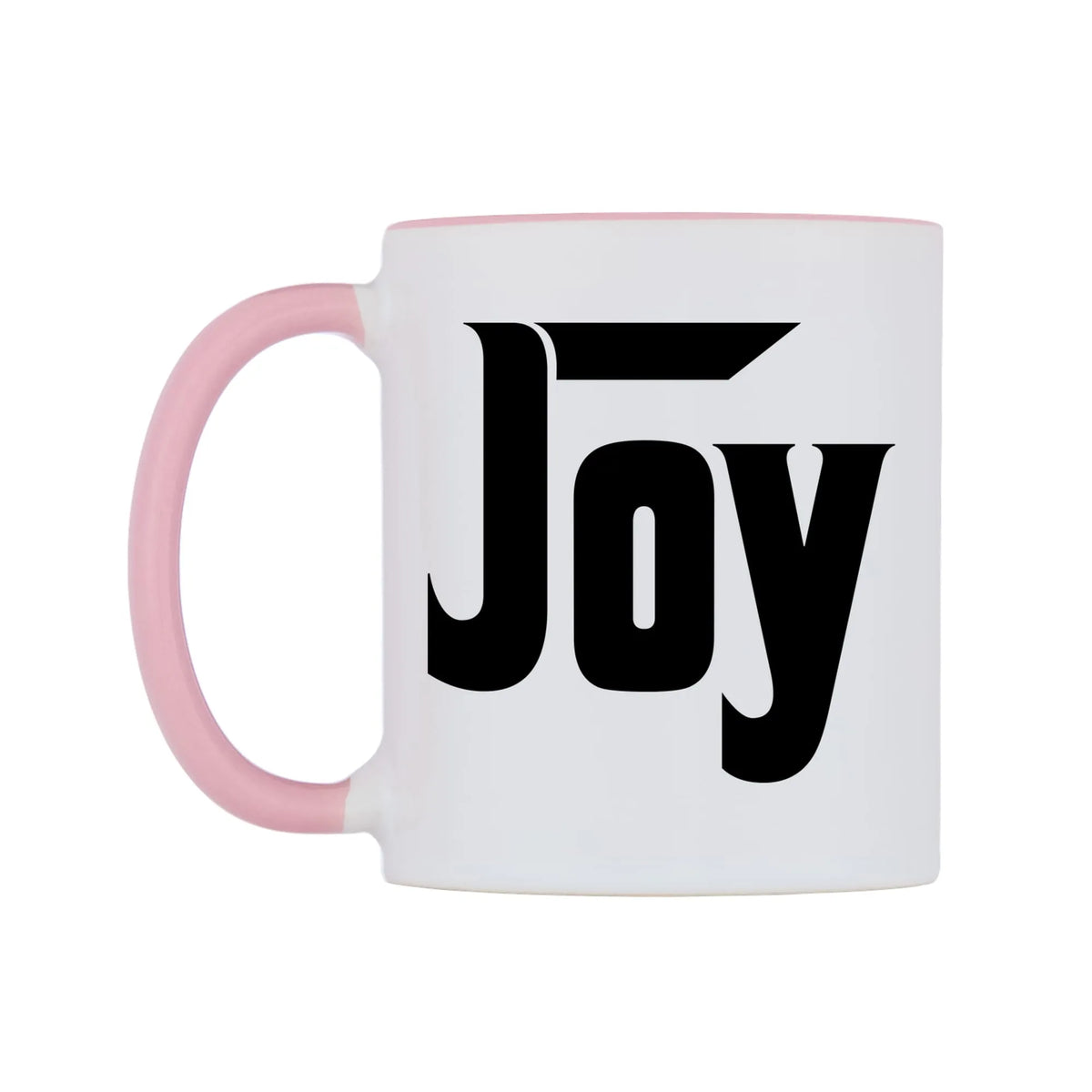 Joy - Godfather Themed Mug — white 11oz gloss mug with a pink inside and handle, right side, on a white background