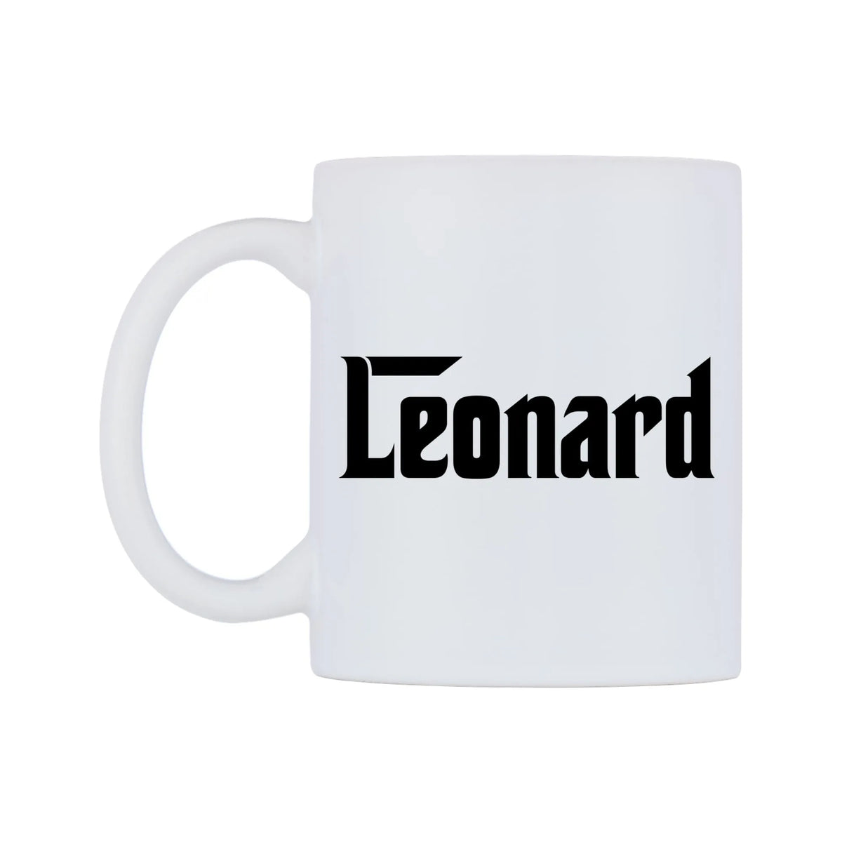 Leonard - Godfather Themed Mug — white 11oz gloss mug, right side, on a white background