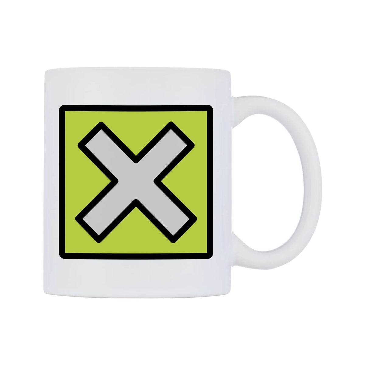 Cross Mark Button Emoji Mug — mug, left side, on a white background