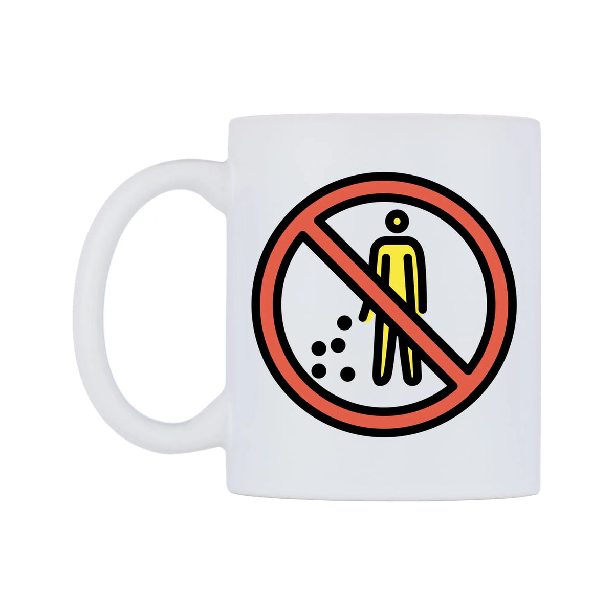 No Littering Emoji Mug — mug, right side, on a white background