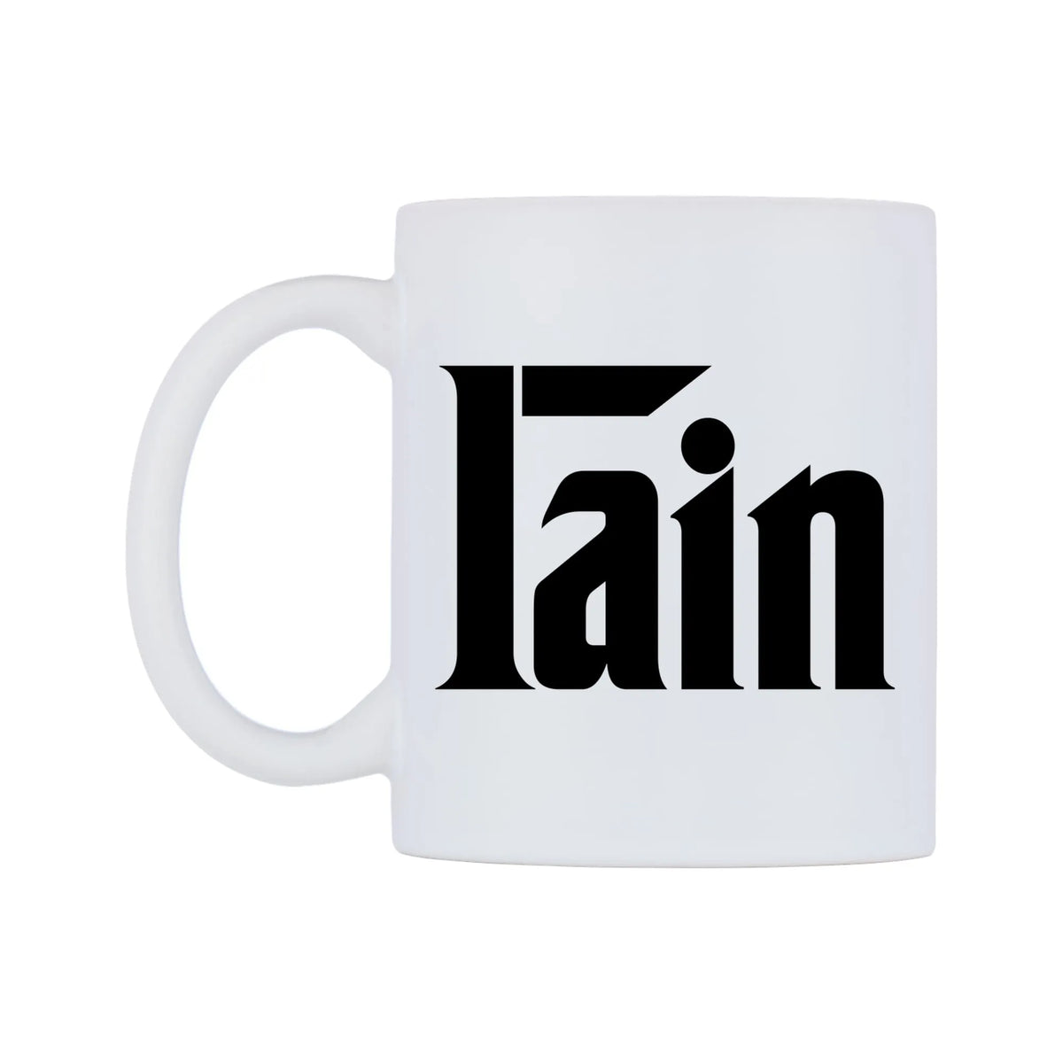 Iain - Godfather Themed Mug — white 11oz gloss mug, right side, on a white background