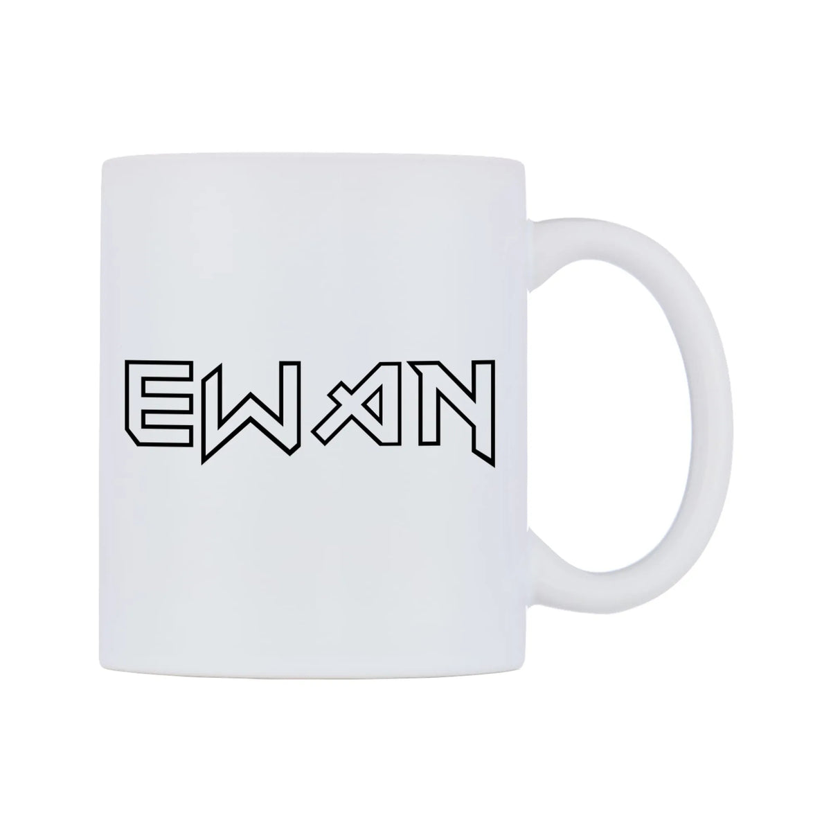 Ewan - Iron Maiden Themed Mug — white 11oz gloss mug, left side, on a white background