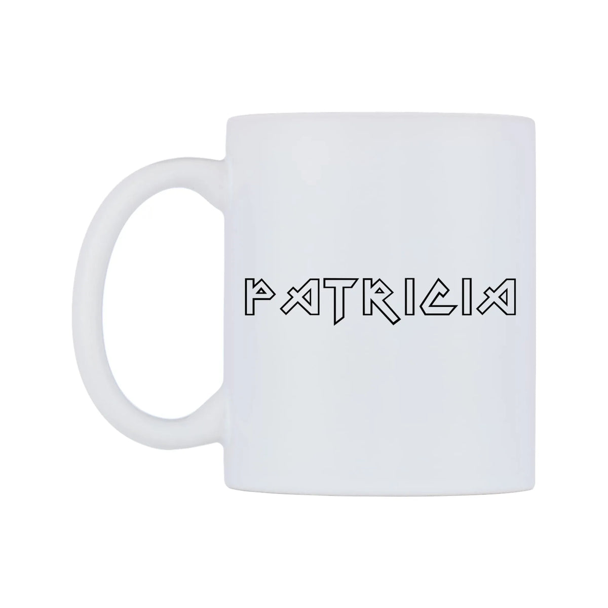 Patricia - Iron Maiden Themed Mug — white 11oz gloss mug, right side, on a white background