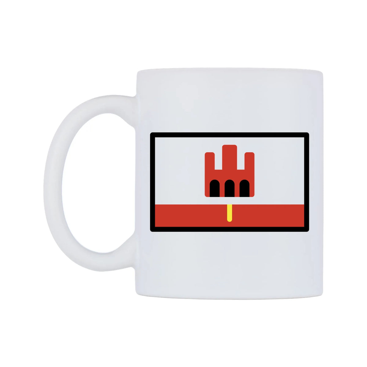 Gibraltar Flag Emoji Mug — mug, right side, on a white background