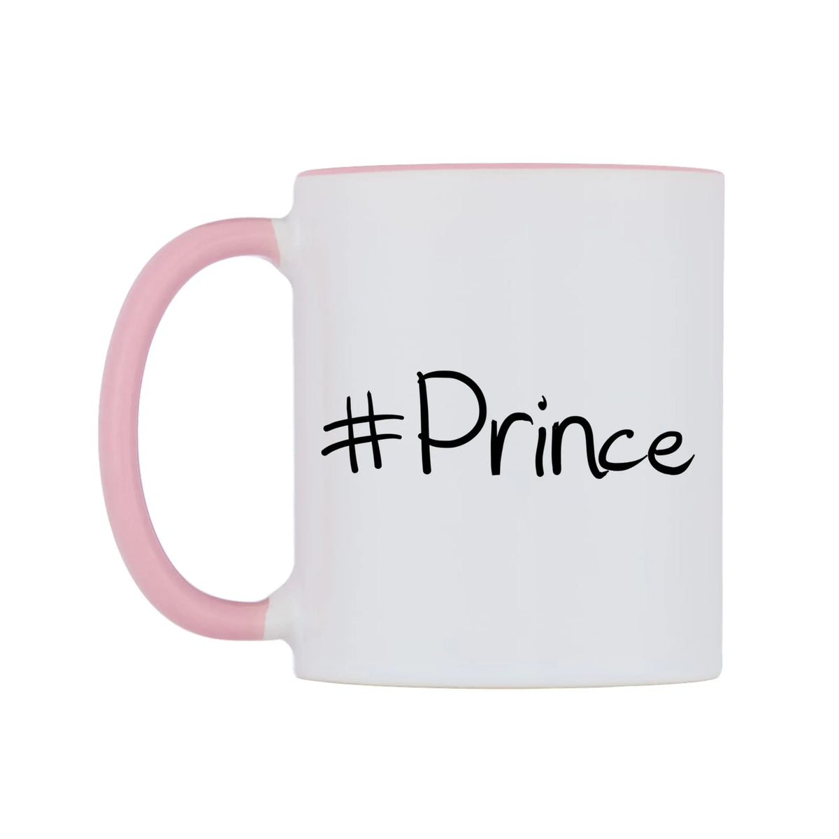 Prince Mug — white 11oz gloss mug with a pink inside and handle, right side, on a white background