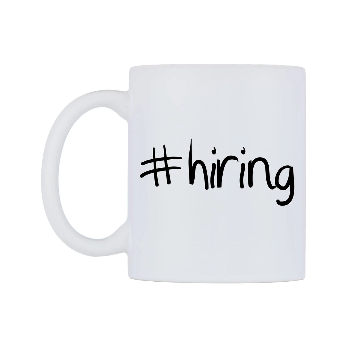 hiring Mug — mug, right side, on a white background