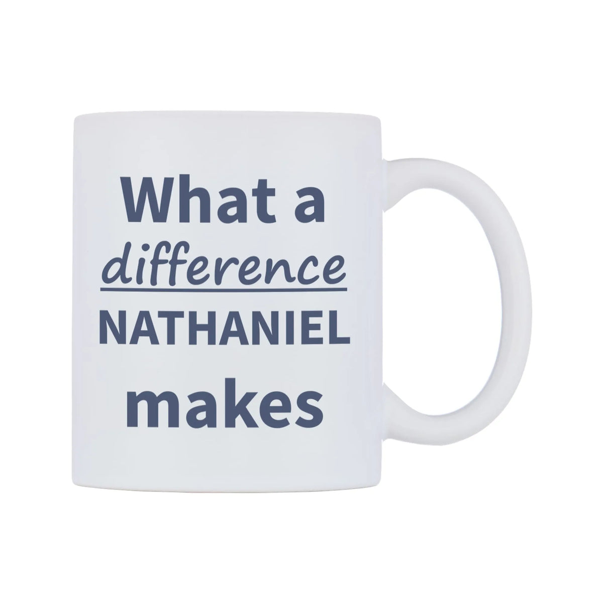 What a difference NATHANIEL makes Mug — mug, left side, on a white background