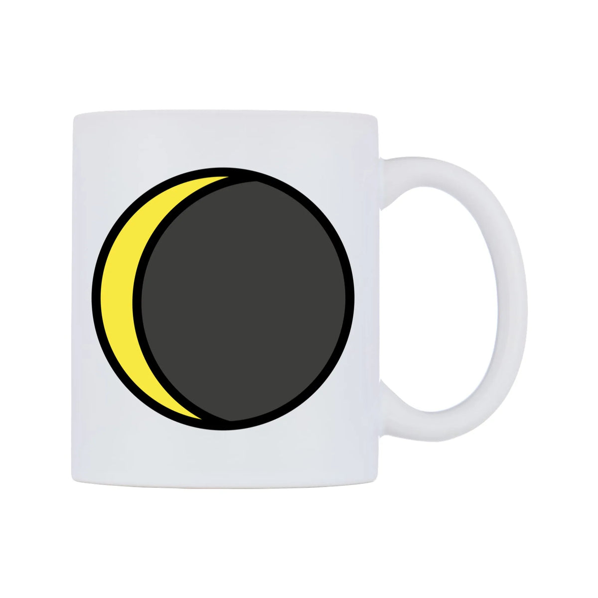Waning Crescent Moon Emoji Mug — mug, left side, on a white background