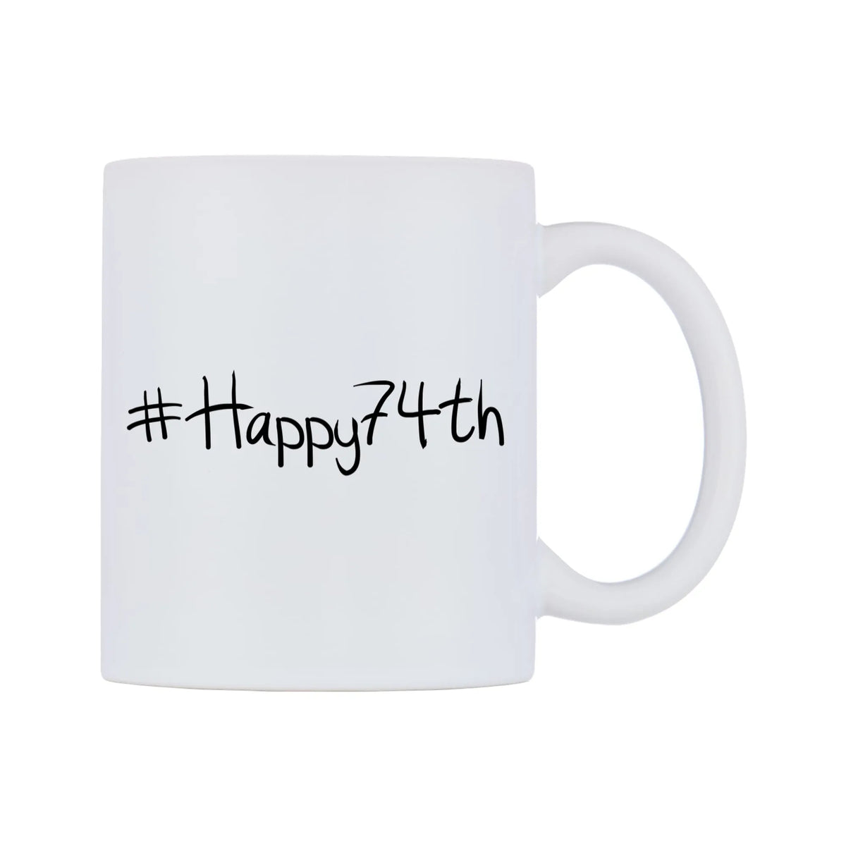 Happy74th Mug — mug, left side, on a white background