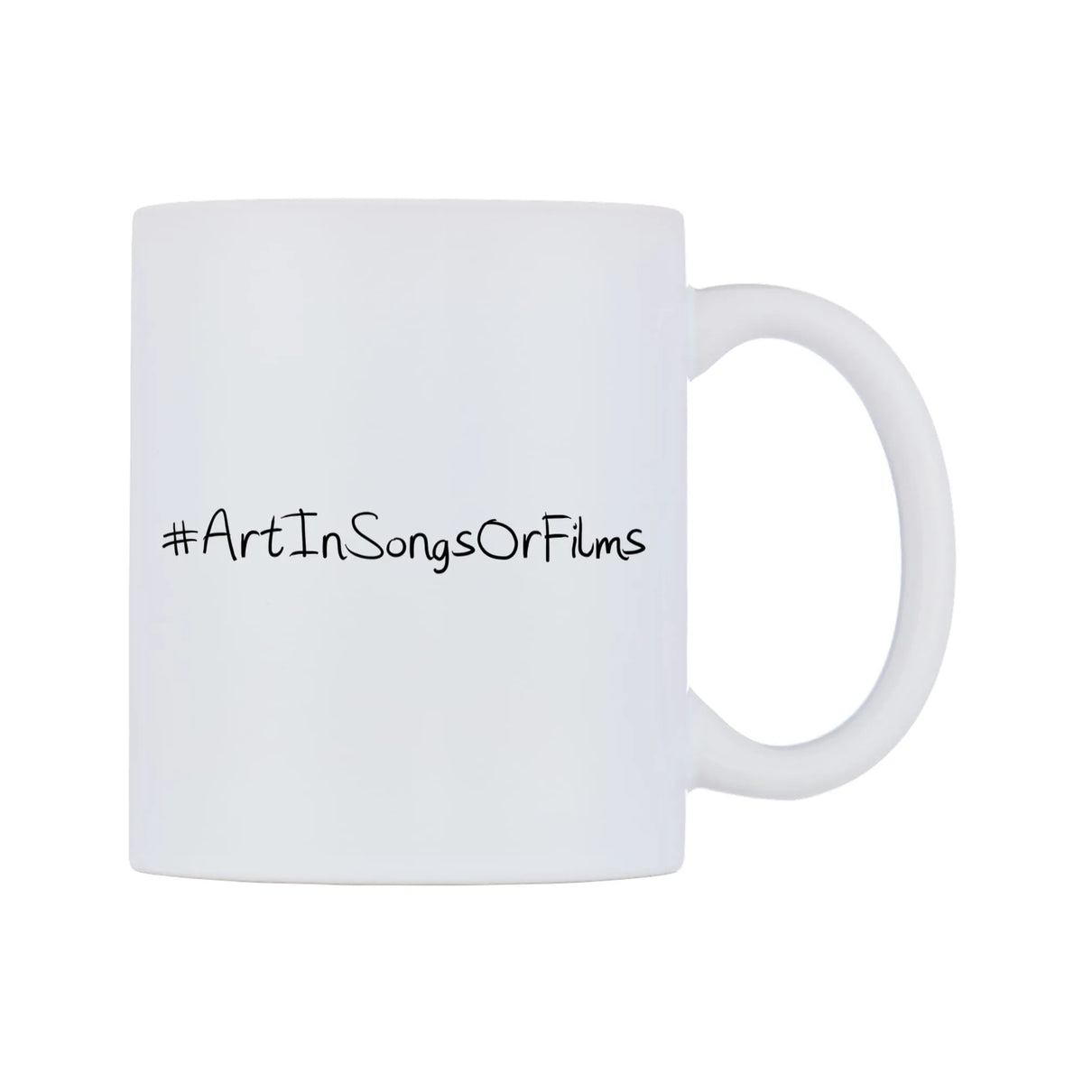 ArtInSongsOrFilms Mug — mug, left side, on a white background