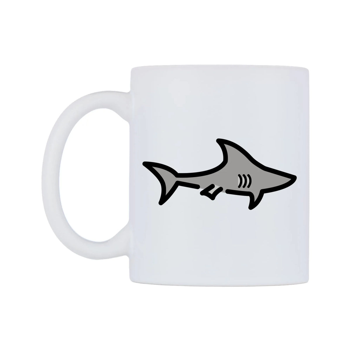 Shark Emoji Mug — mug, right side, on a white background