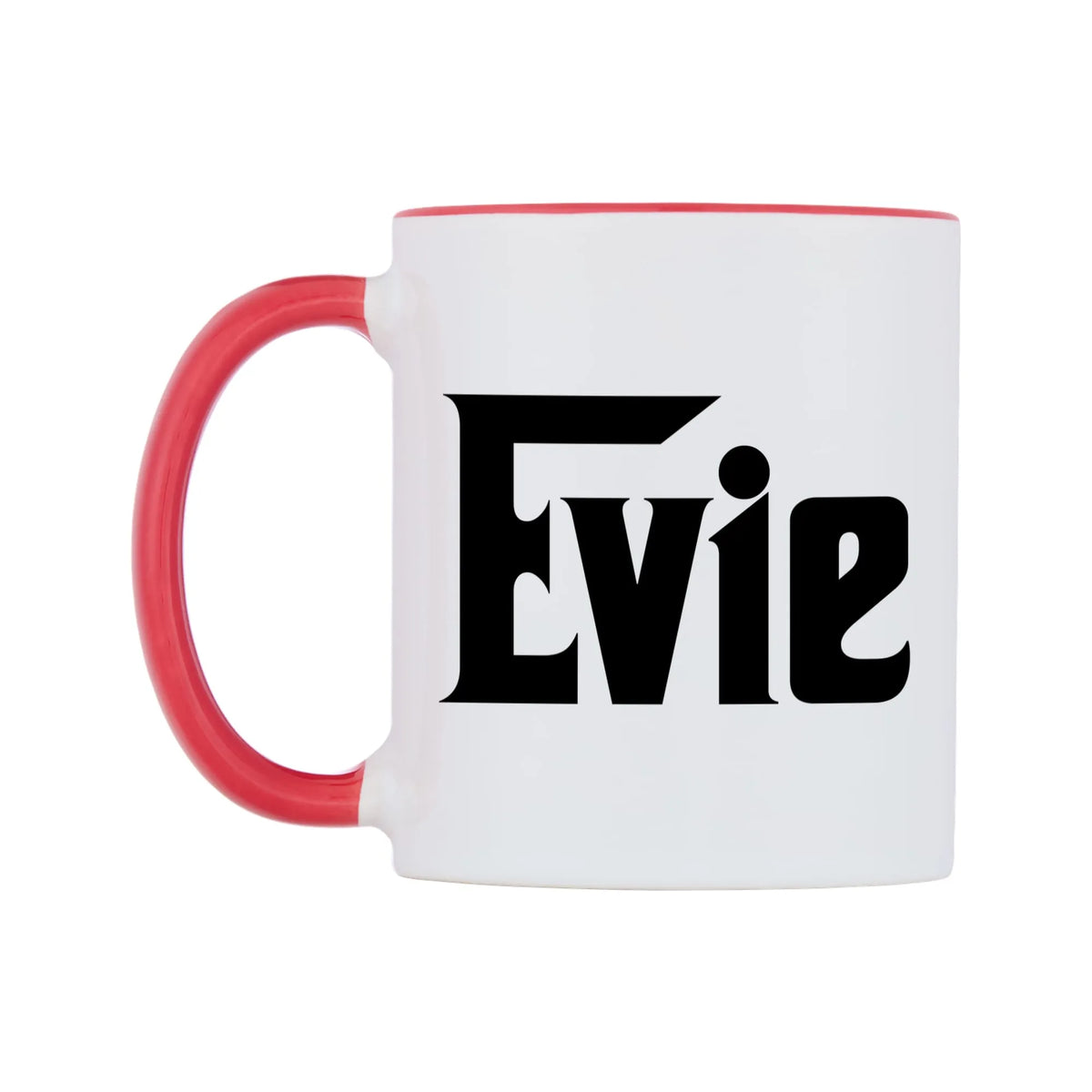 Evie - Godfather Themed Mug — white 11oz gloss mug with a red inside and handle, right side, on a white background