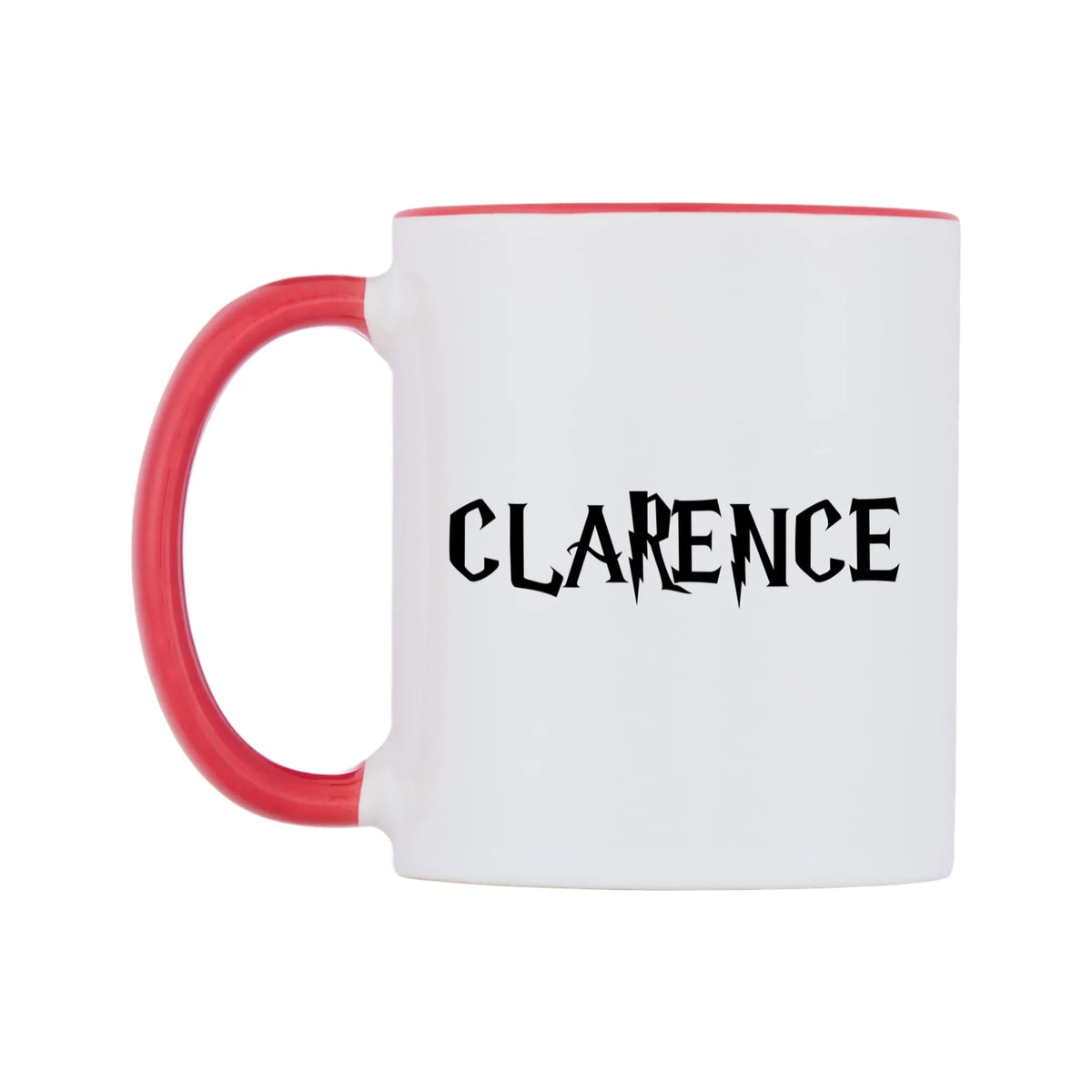 Clarence - Wizard Themed Mug — white 11oz gloss mug with a red inside and handle, right side, on a white background