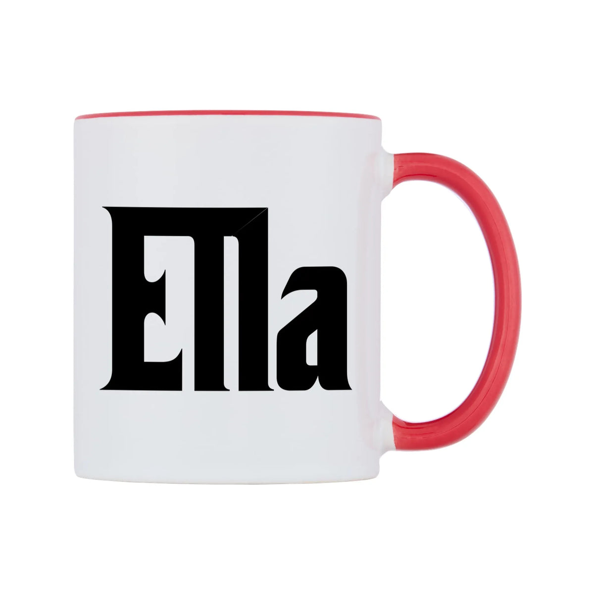 Ella - Godfather Themed Mug — white 11oz gloss mug with a red inside and handle, left side, on a white background