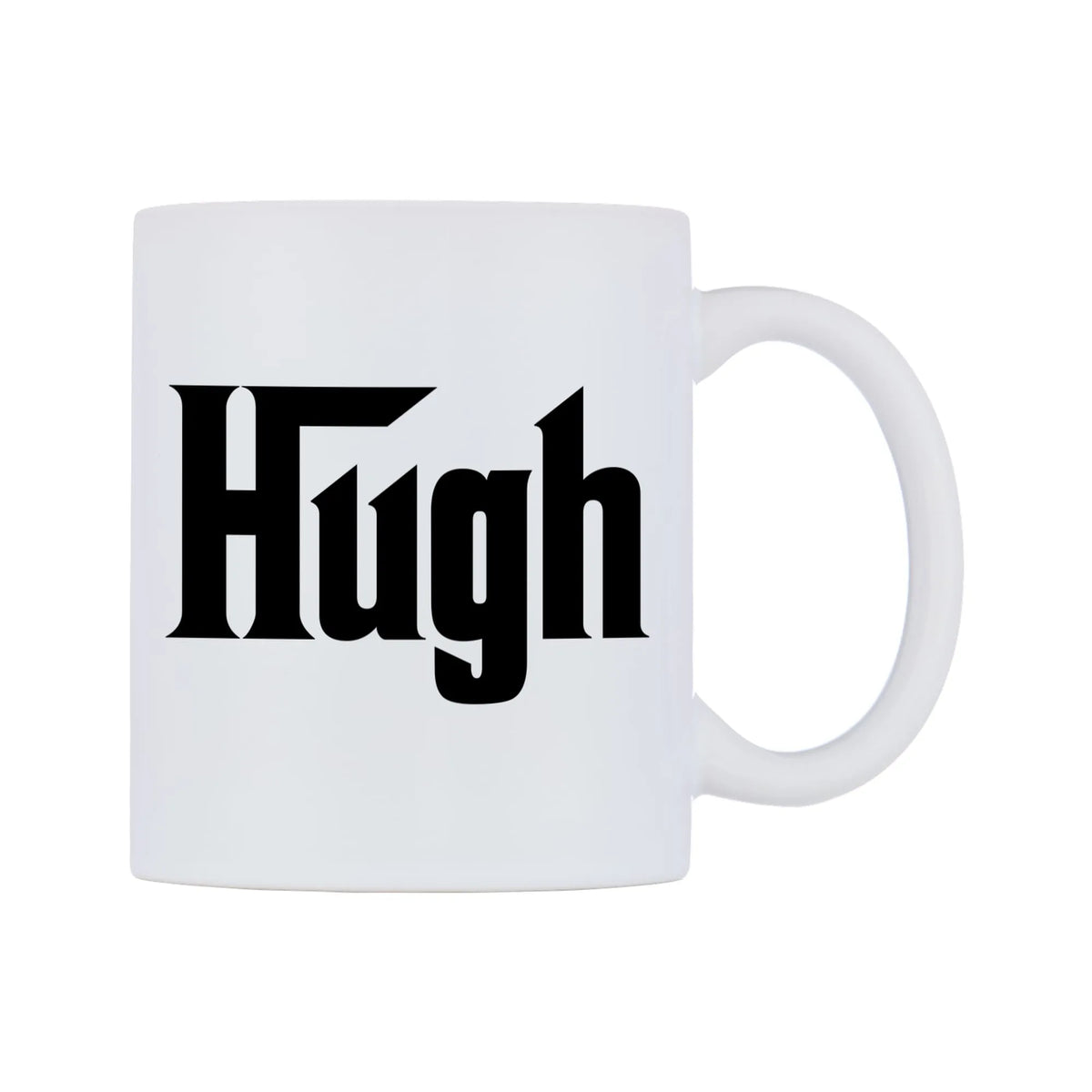 Hugh - Godfather Themed Mug — white 11oz gloss mug, left side, on a white background