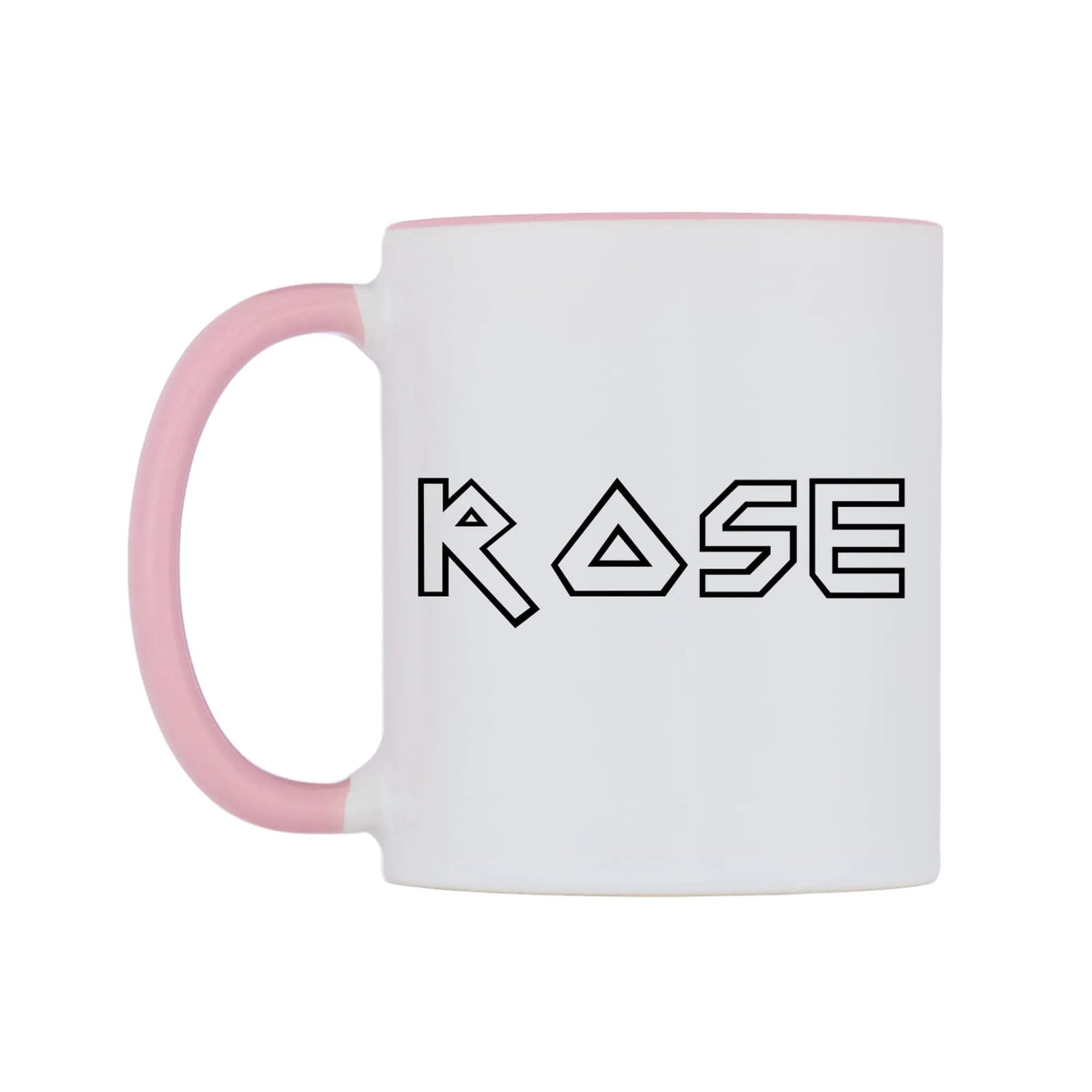 Rose - Iron Maiden Themed Mug — white 11oz gloss mug with a pink inside and handle, right side, on a white background