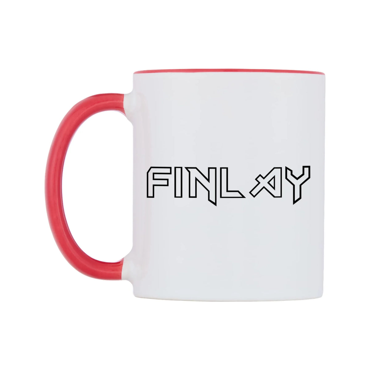 Finlay - Iron Maiden Themed Mug — white 11oz gloss mug with a red inside and handle, right side, on a white background
