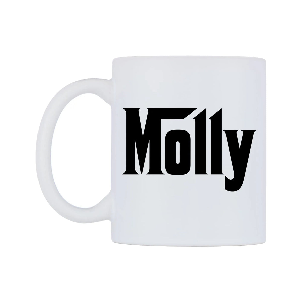 Molly - Godfather Themed Mug — white 11oz gloss mug, right side, on a white background