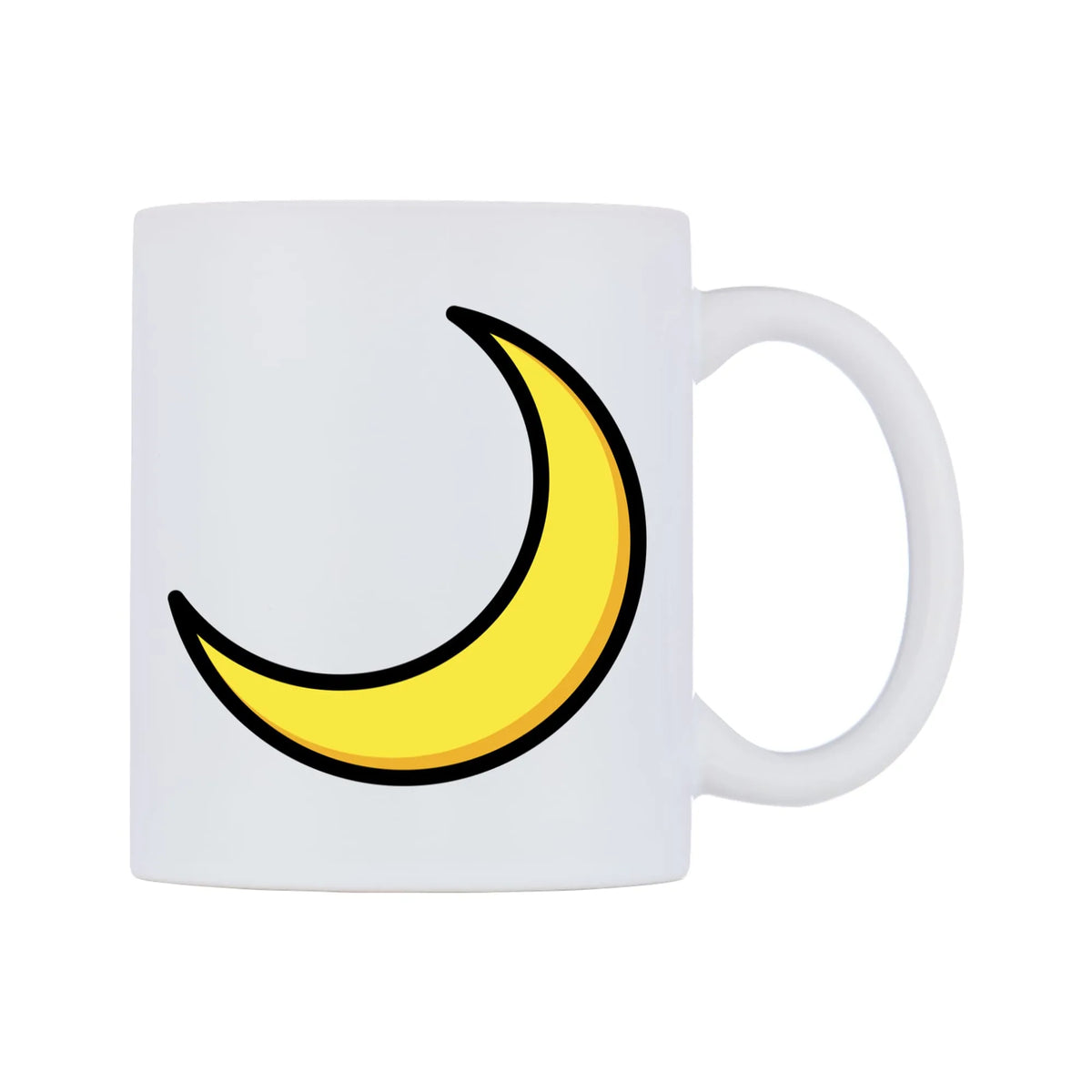 Crescent Moon Emoji Mug — mug, left side, on a white background