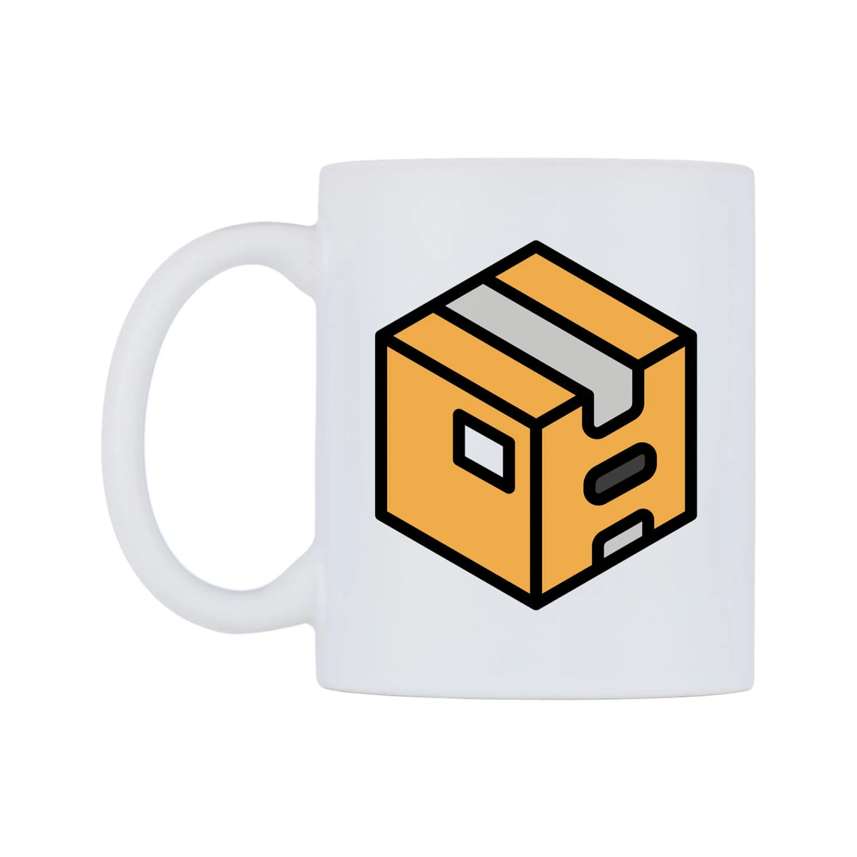 Package Emoji Mug — mug, right side, on a white background