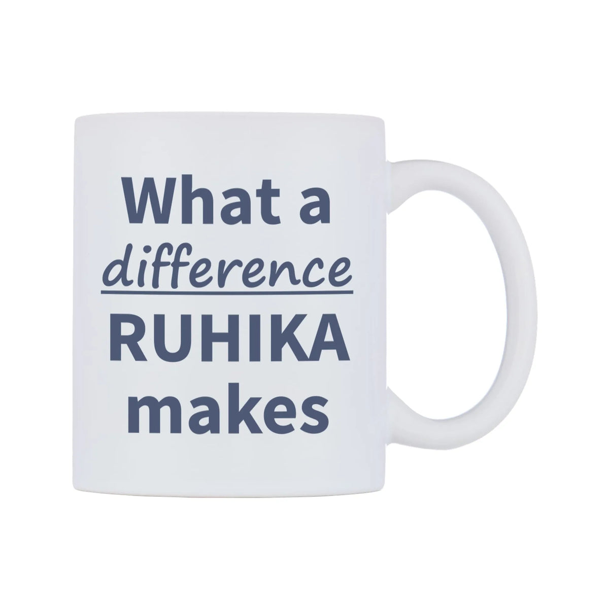 What a difference RUHIKA makes Mug — mug, left side, on a white background