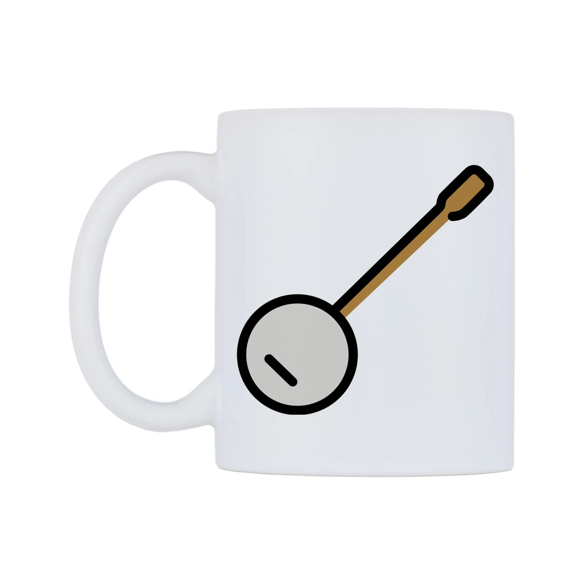 Banjo Emoji Mug — mug, right side, on a white background