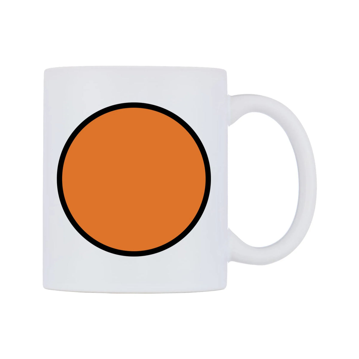 Orange Circle Emoji Mug — mug, left side, on a white background