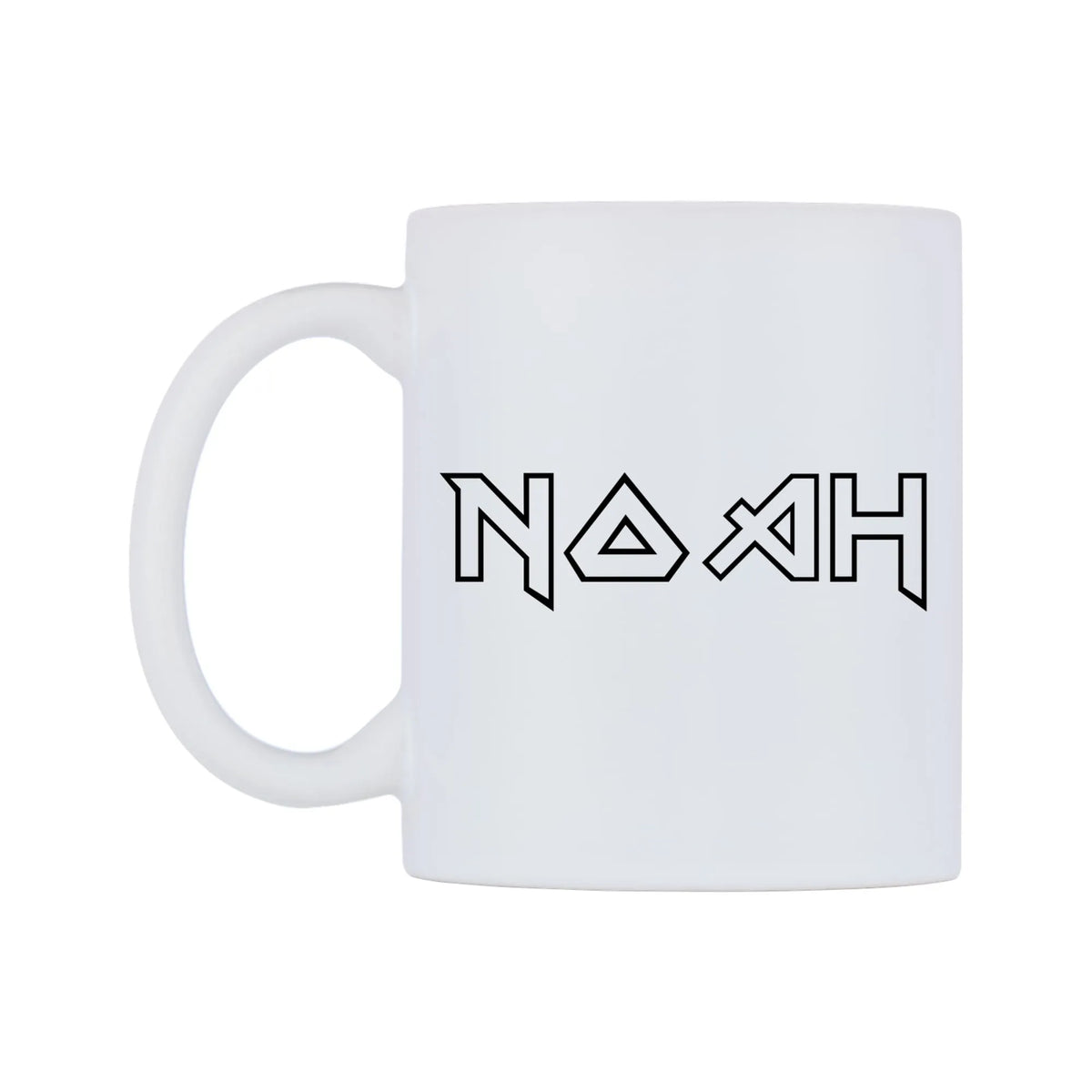 Noah - Iron Maiden Themed Mug — white 11oz gloss mug, right side, on a white background