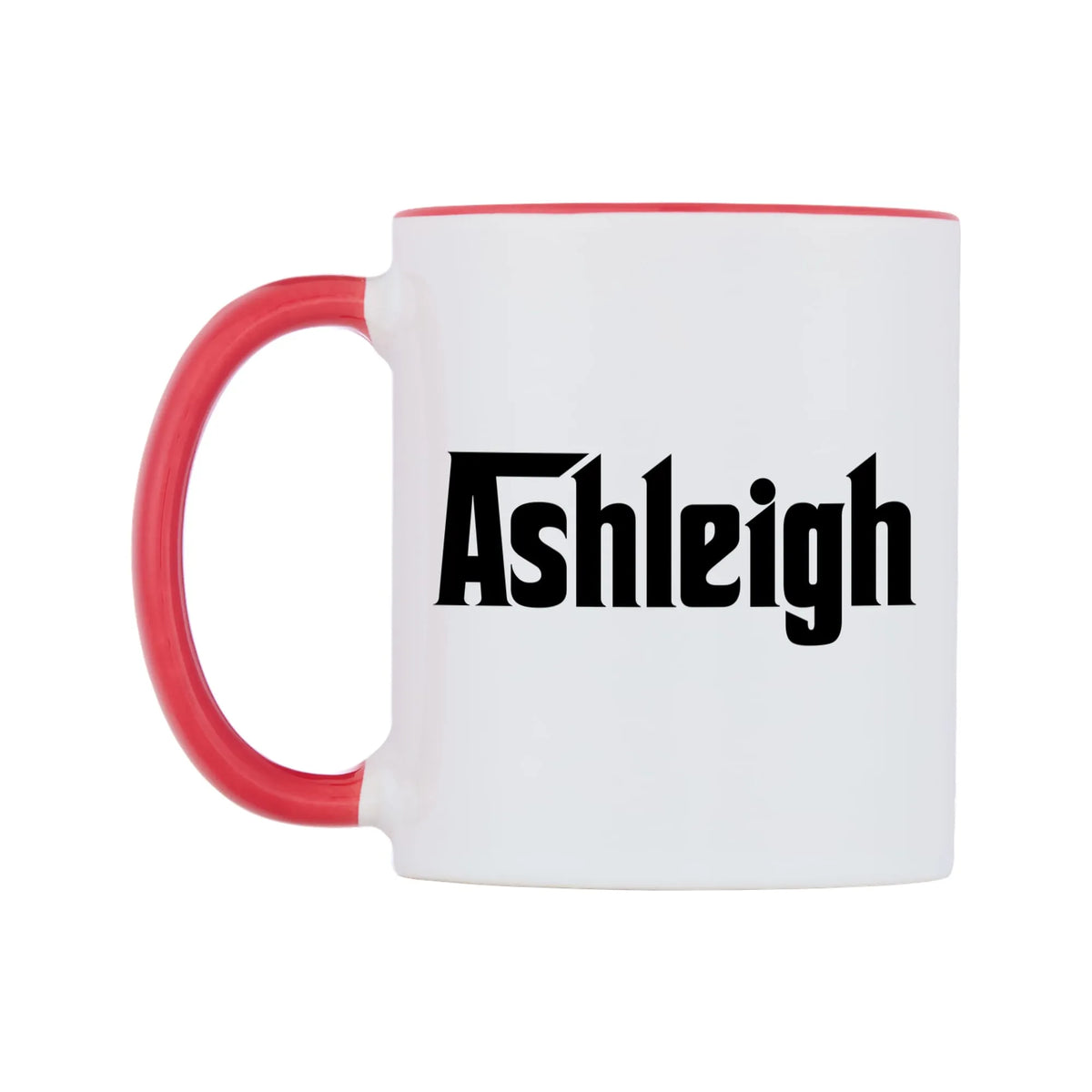 Ashleigh - Godfather Themed Mug — white 11oz gloss mug with a red inside and handle, right side, on a white background
