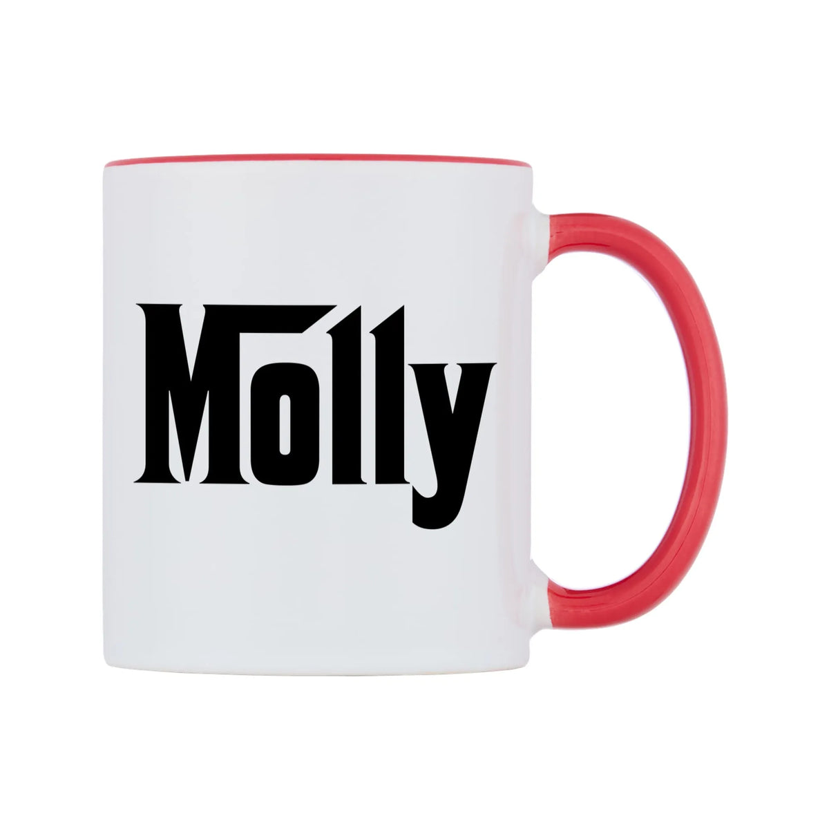 Molly - Godfather Themed Mug — white 11oz gloss mug with a red inside and handle, left side, on a white background