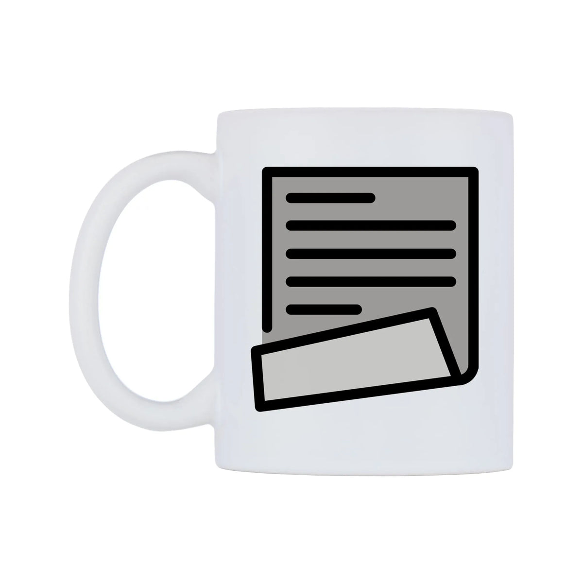 Page With Curl Emoji Mug — mug, right side, on a white background