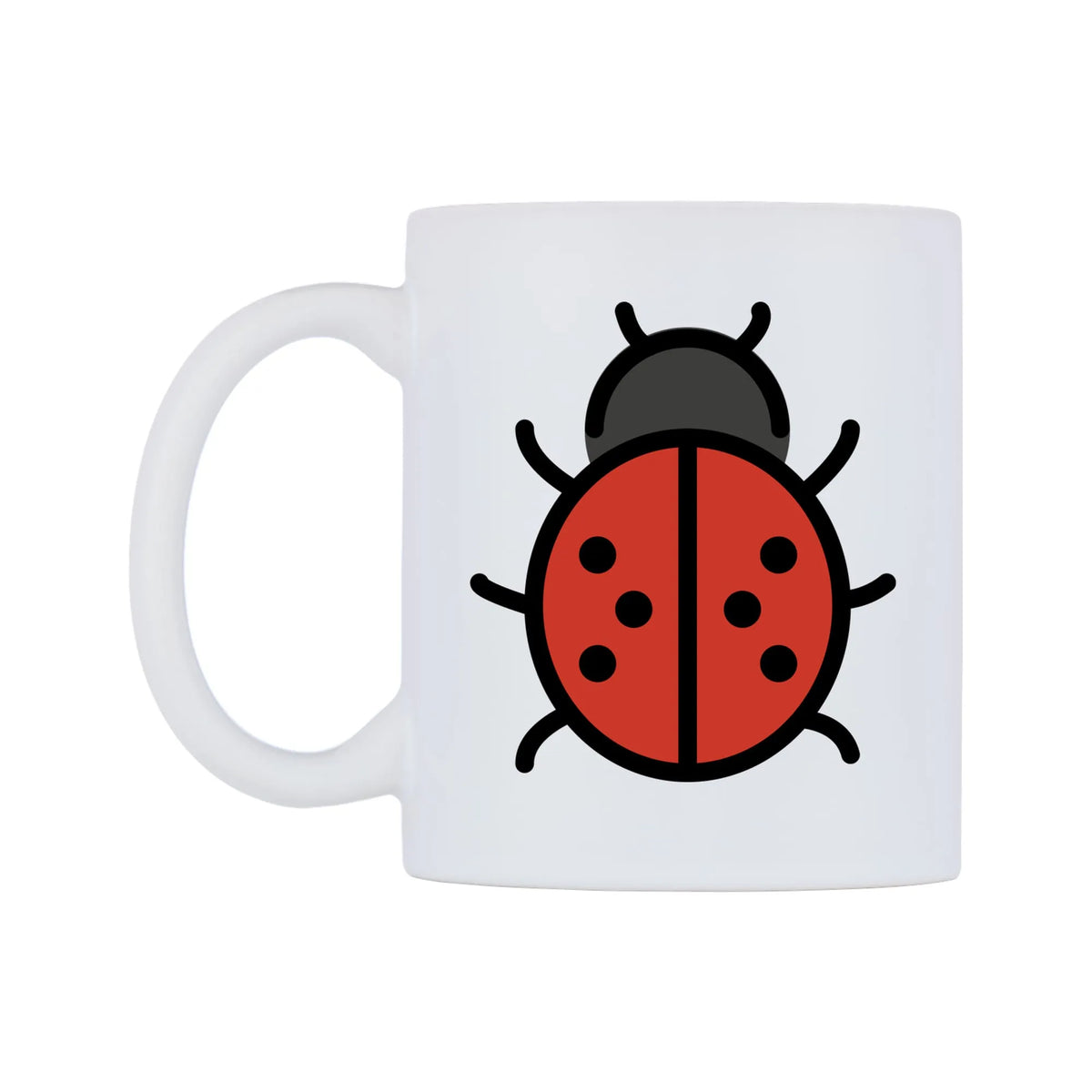 Lady Beetle Emoji Mug — mug, right side, on a white background