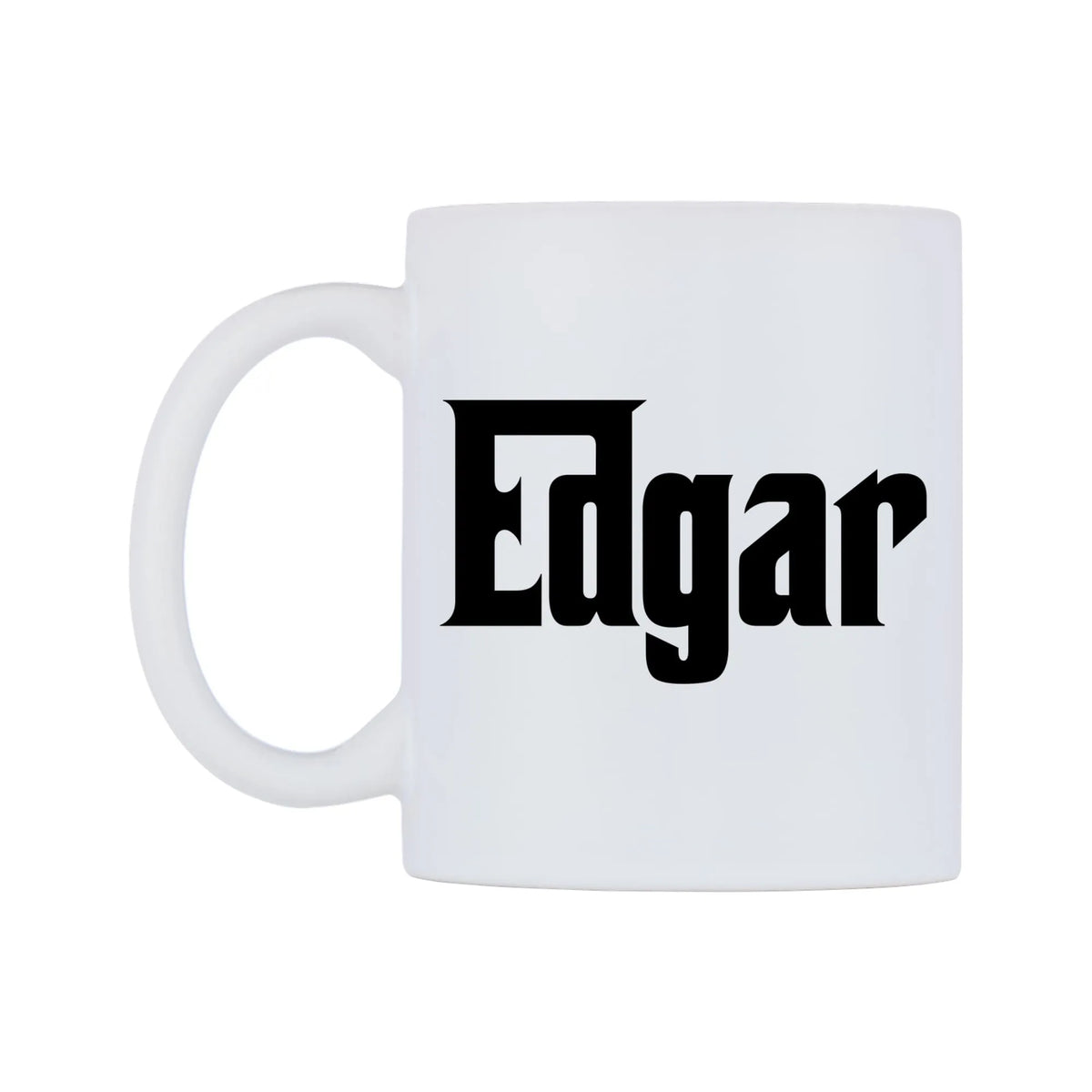 Edgar - Godfather Themed Mug — white 11oz gloss mug, right side, on a white background