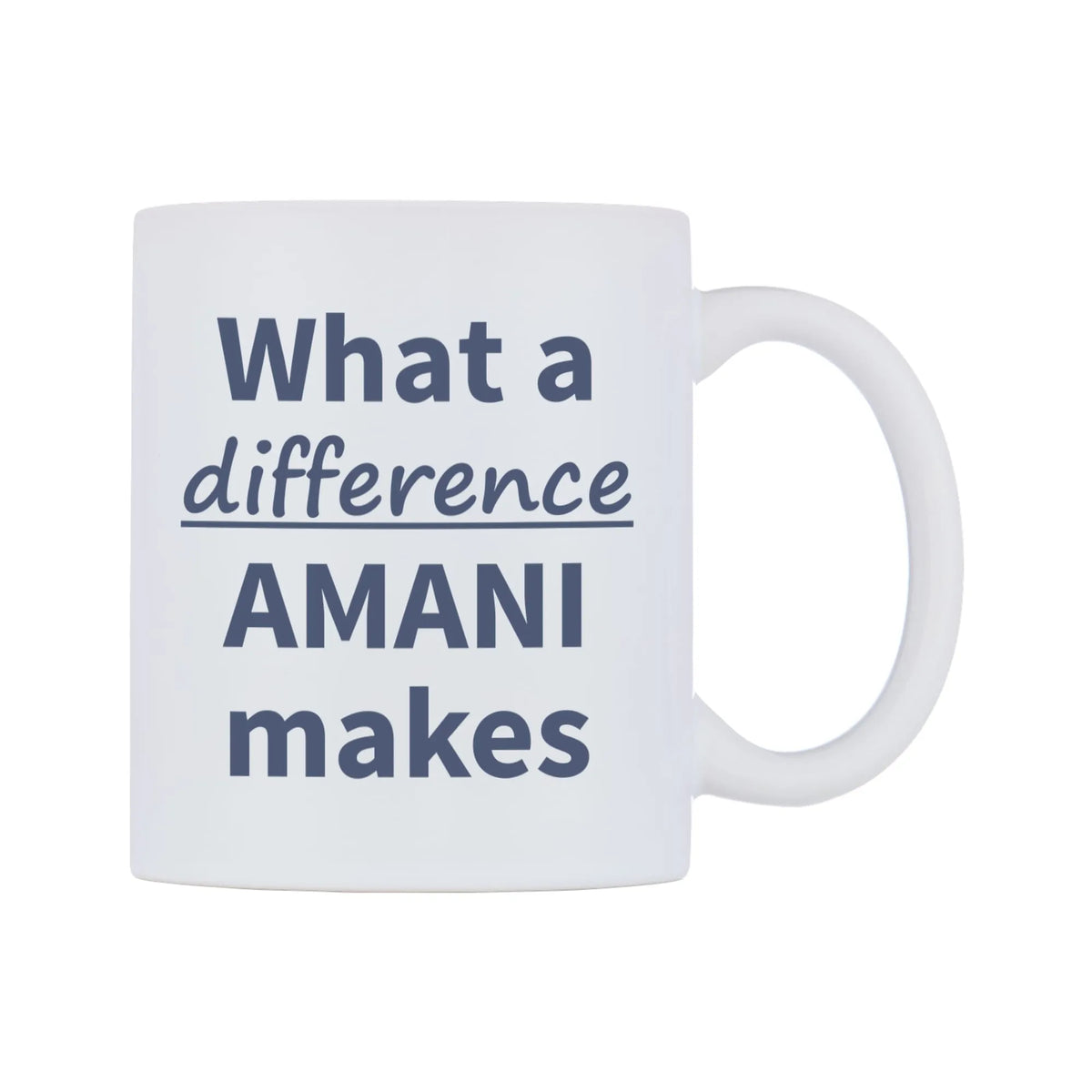 What a difference AMANI makes Mug — mug, left side, on a white background