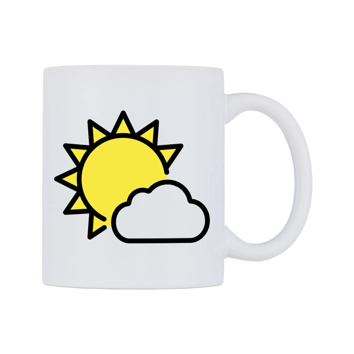 Sun Behind Small Cloud Emoji Mug — mug, left side, on a white background