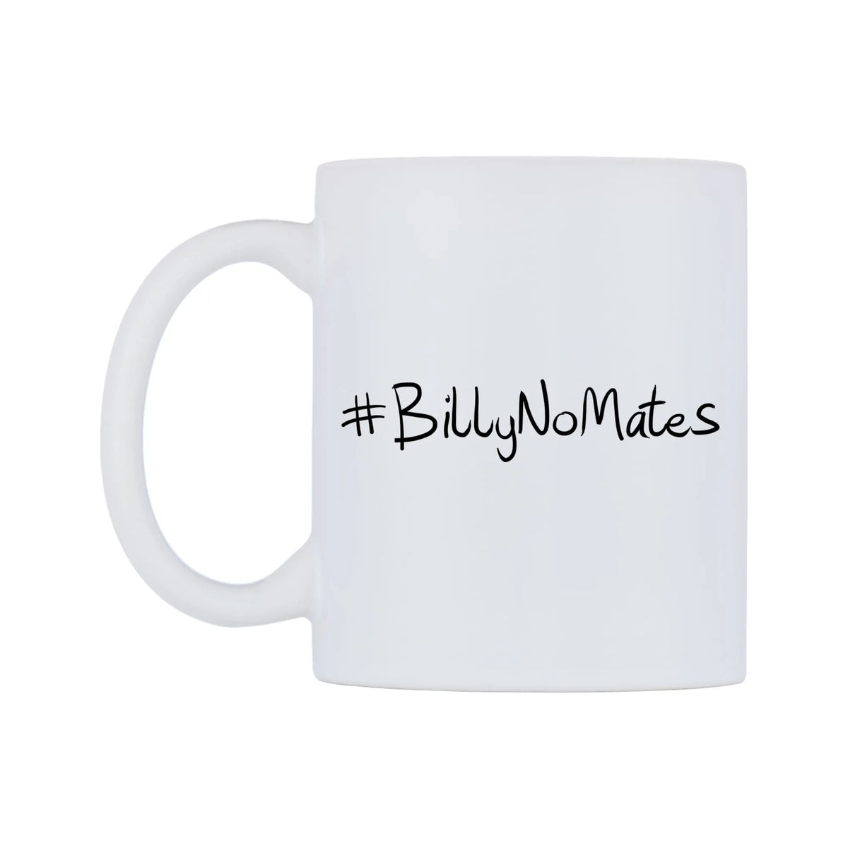 BillyNoMates Mug — mug, right side, on a white background
