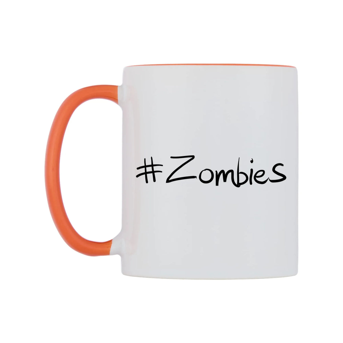 Zombies Mug — white 11oz gloss mug with a orange inside and handle, right side, on a white background