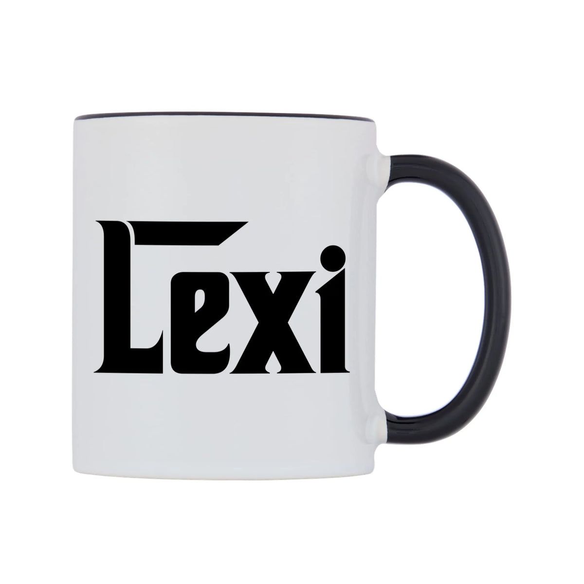 Lexi - Godfather Themed Mug — white 11oz gloss mug with a black inside and handle, left side, on a white background
