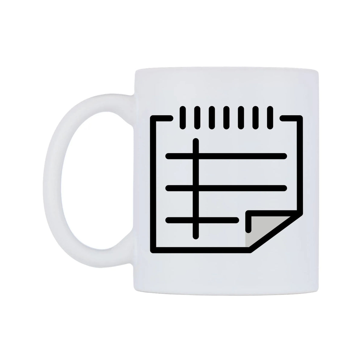 Spiral Notepad Emoji Mug — mug, right side, on a white background