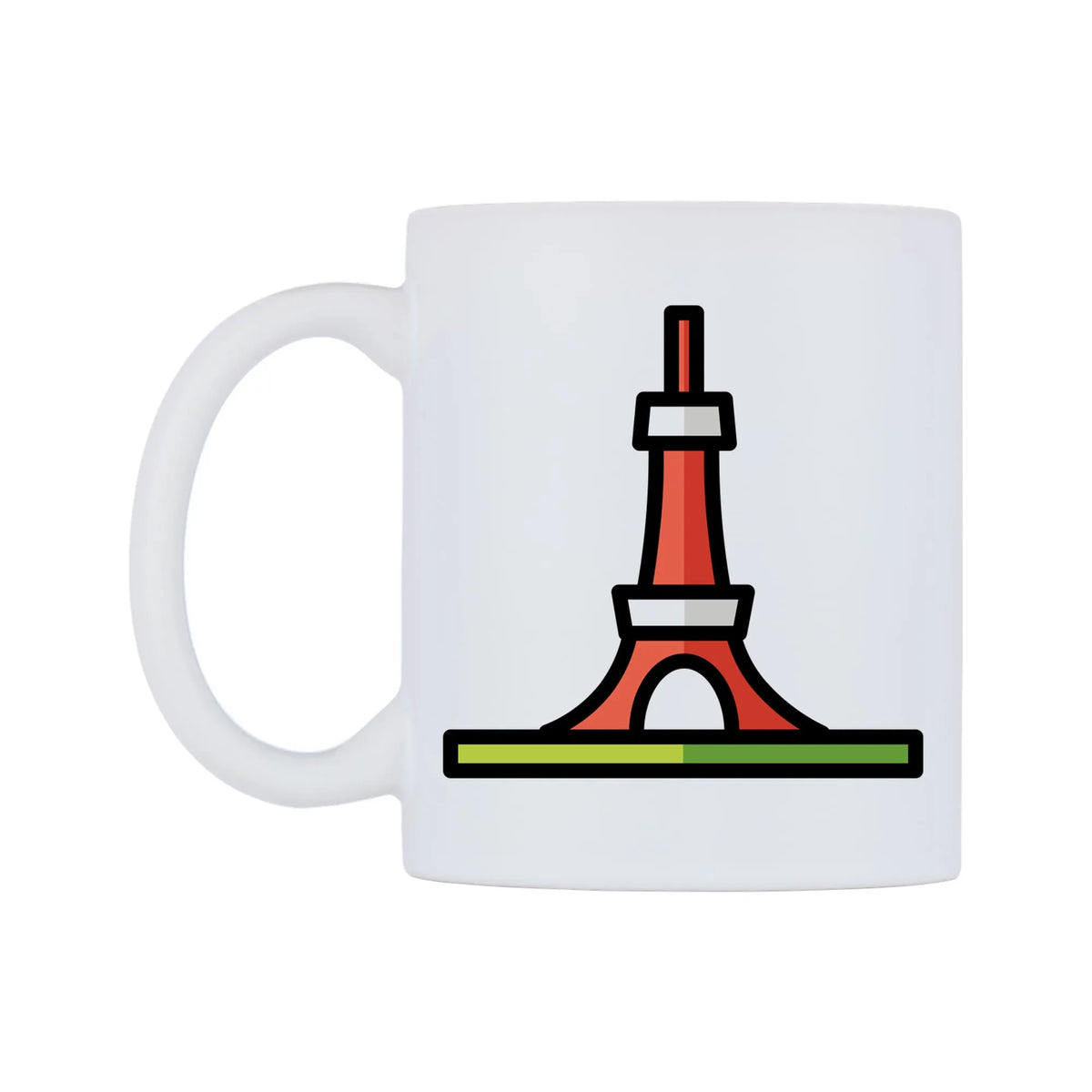 Tokyo Tower Emoji Mug — mug, right side, on a white background