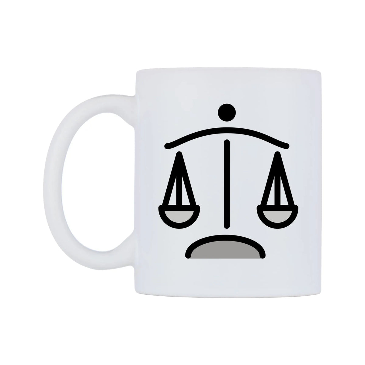 Balance Scale Emoji Mug — mug, right side, on a white background