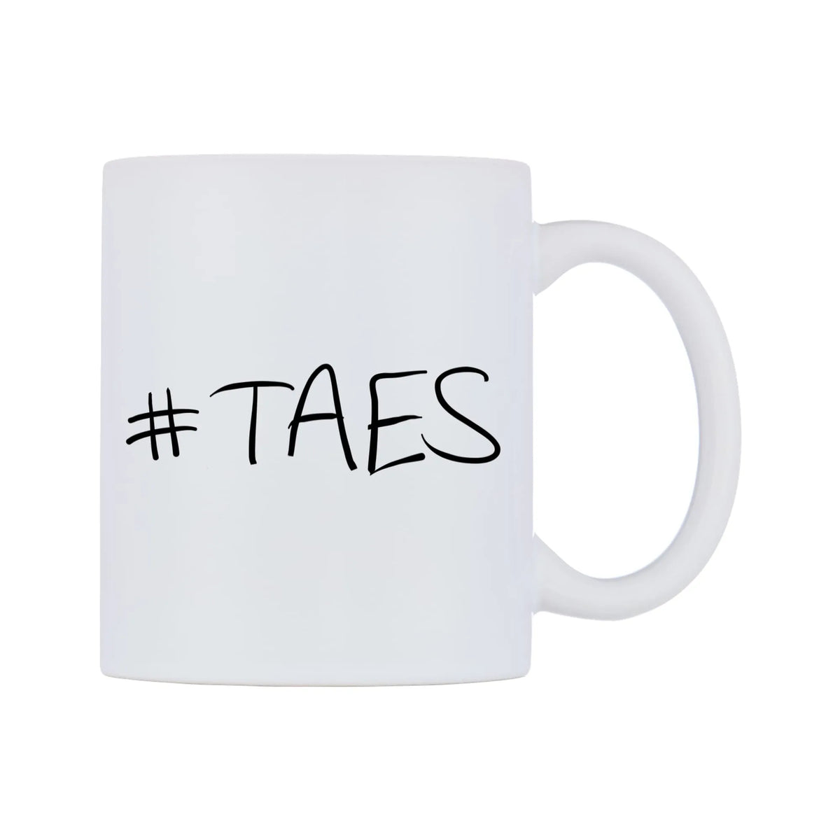 TAES Mug — mug, left side, on a white background