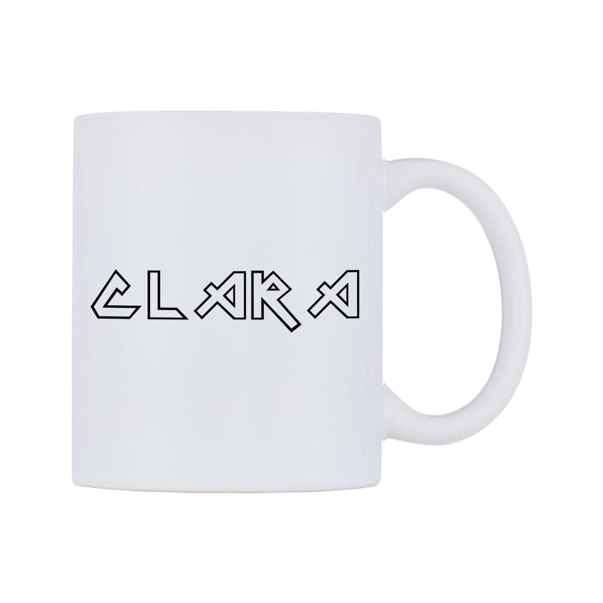 Clara - Iron Maiden Themed Mug — white 11oz gloss mug, left side, on a white background